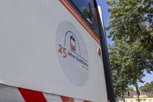 Teil der Beklebung anlässlich des 25. Jubiläums der Stadtbahn im Jahre 2016